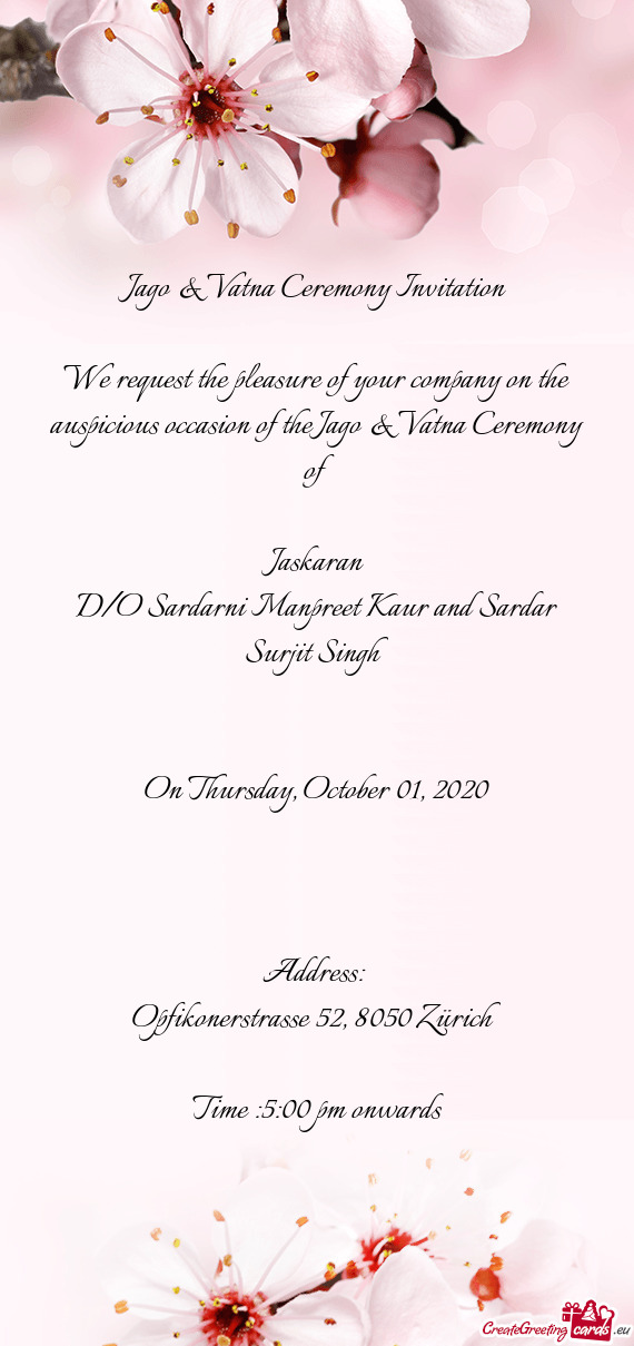 Jago & Vatna Ceremony Invitation