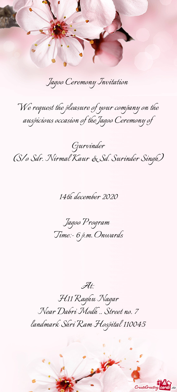 Jagoo Ceremony Invitation