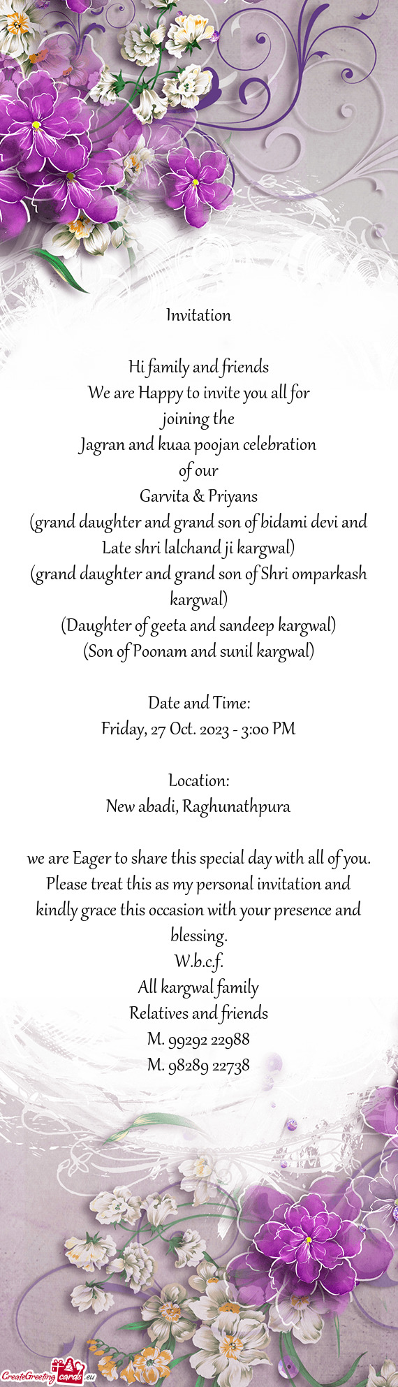 Jagran and kuaa poojan celebration
