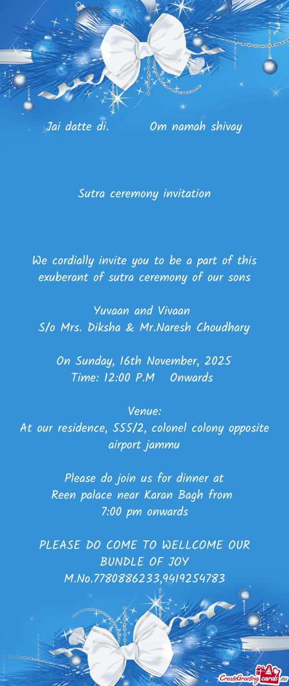 Jai datte di.  Om namah shivay