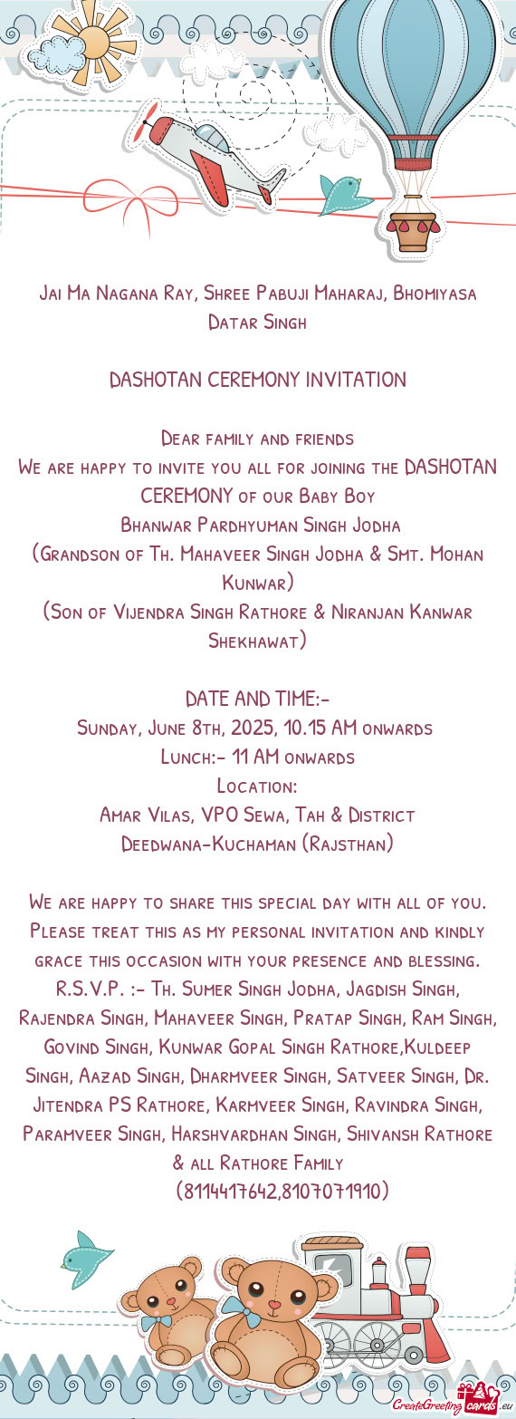 Jai Ma Nagana Ray, Shree Pabuji Maharaj, Bhomiyasa Datar Singh