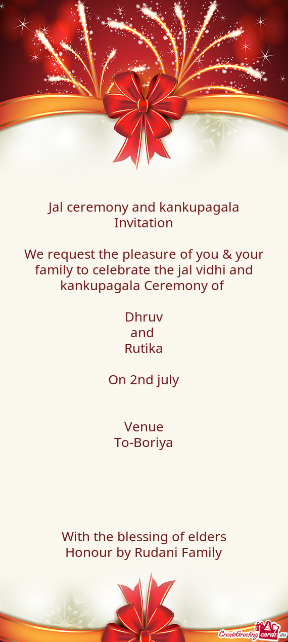 Jal ceremony and kankupagala Invitation