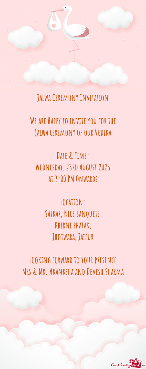 Jalwa ceremony of our Vedika