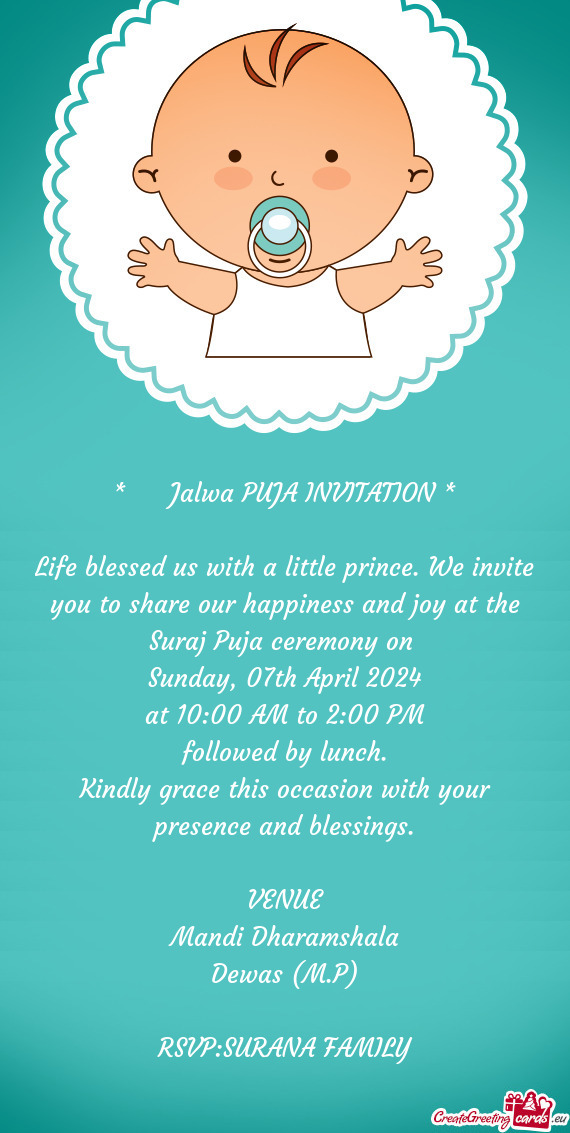 Jalwa PUJA INVITATION