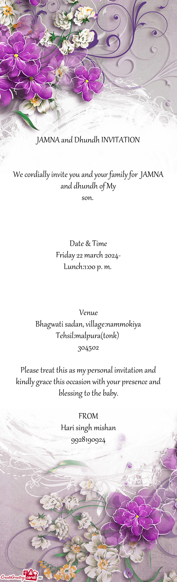 JAMNA and Dhundh INVITATION