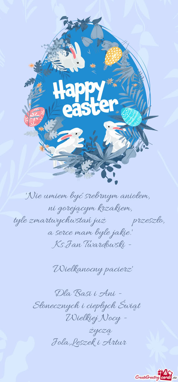 Jan Twardowski -      "Wielkanocny pacierz" Dla Basi i Ani - Słonecznych i ci