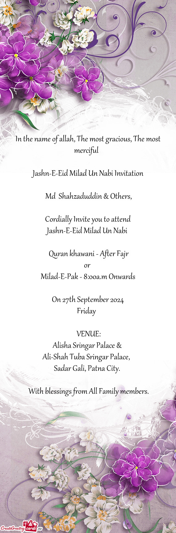 Jashn-E-Eid Milad Un Nabi Invitation