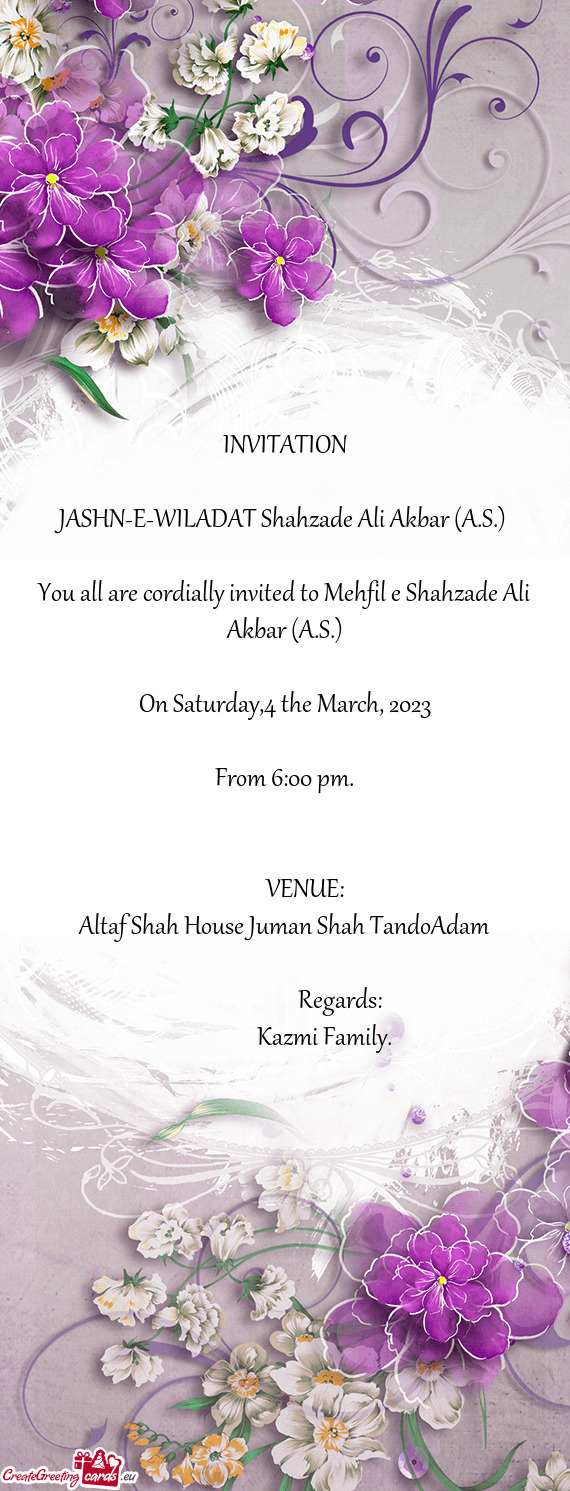JASHN-E-WILADAT Shahzade Ali Akbar (A.S.)