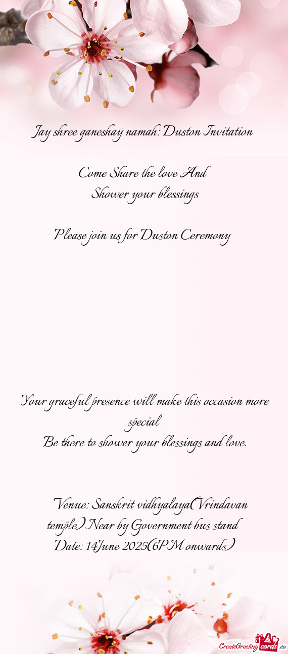 Jay shree ganeshay namah: Duston Invitation