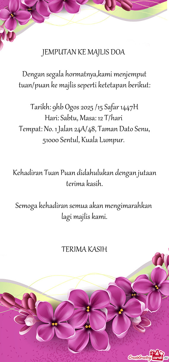 JEMPUTAN KE MAJLIS DOA