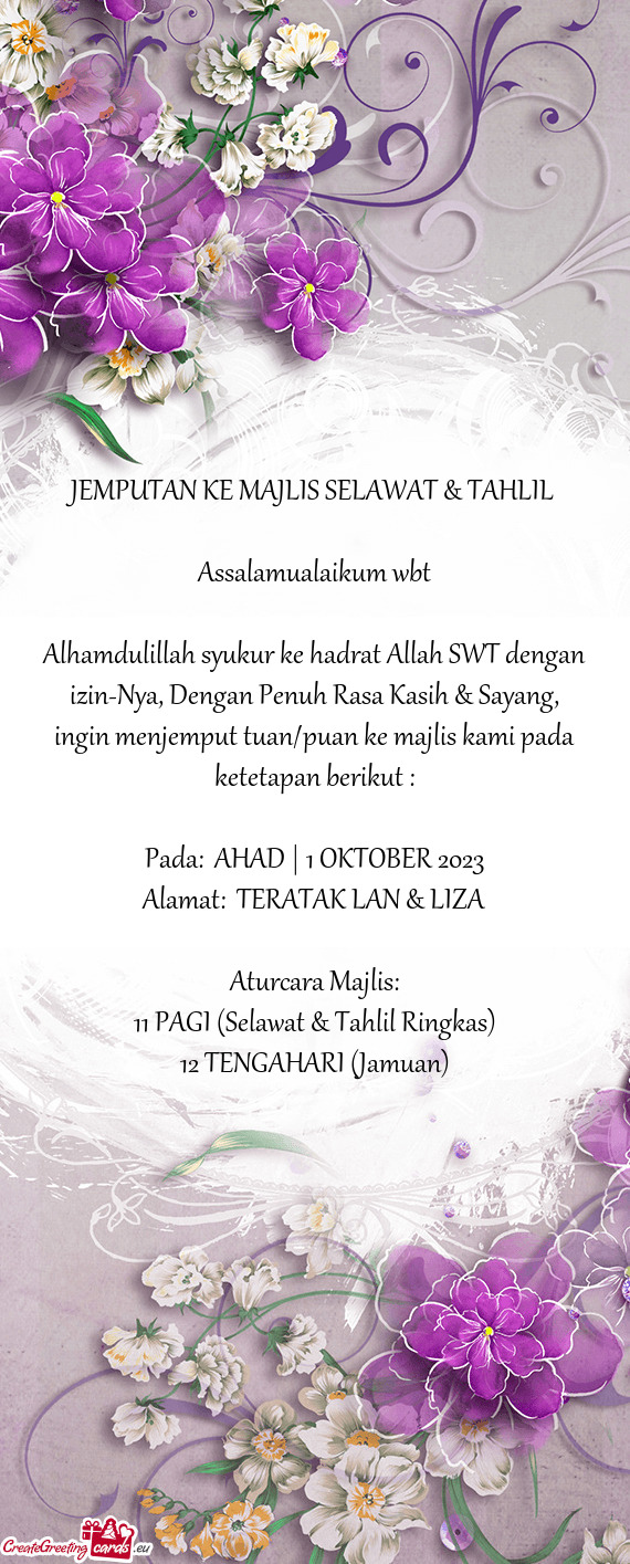 JEMPUTAN KE MAJLIS SELAWAT & TAHLIL