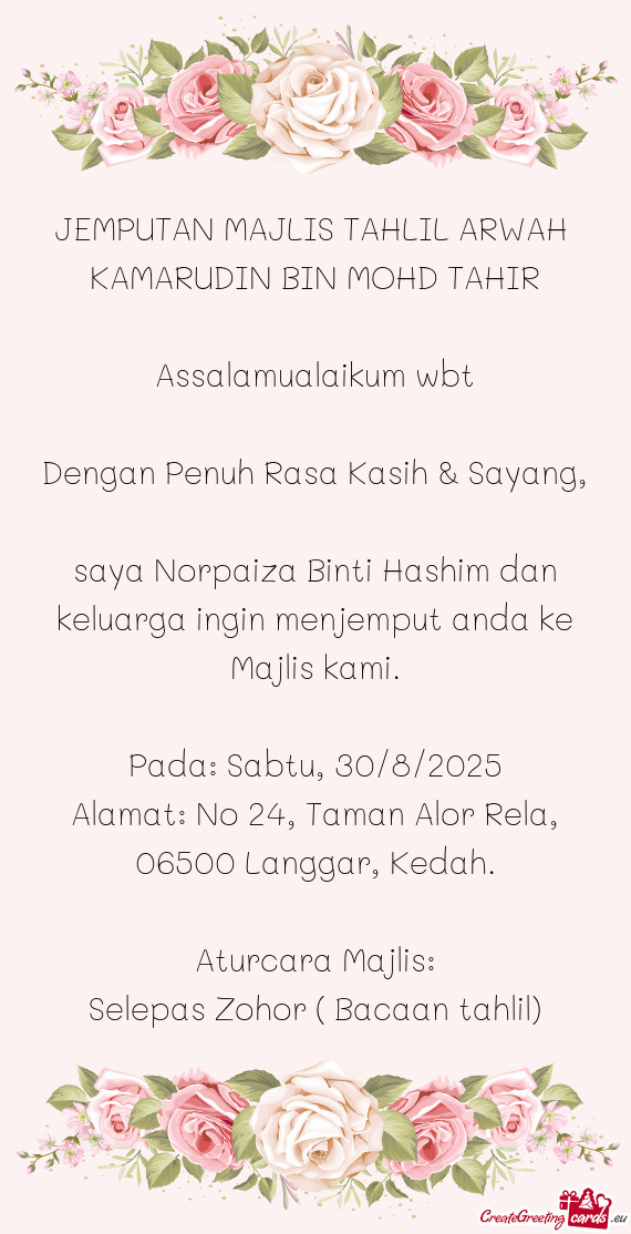 JEMPUTAN MAJLIS TAHLIL ARWAH