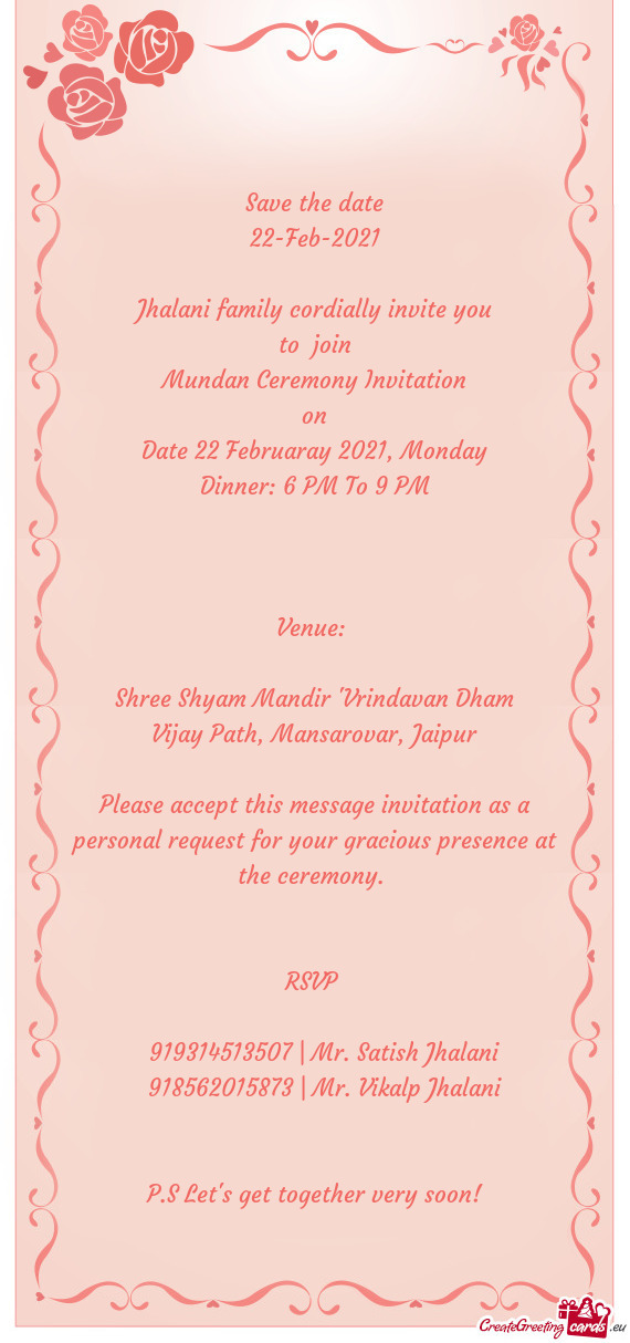 Jhalani family cordially invite you