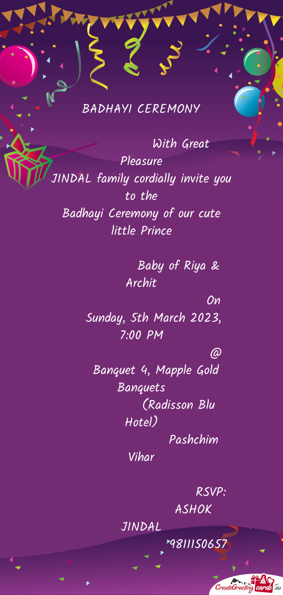 JINDAL family cordially invite you to the