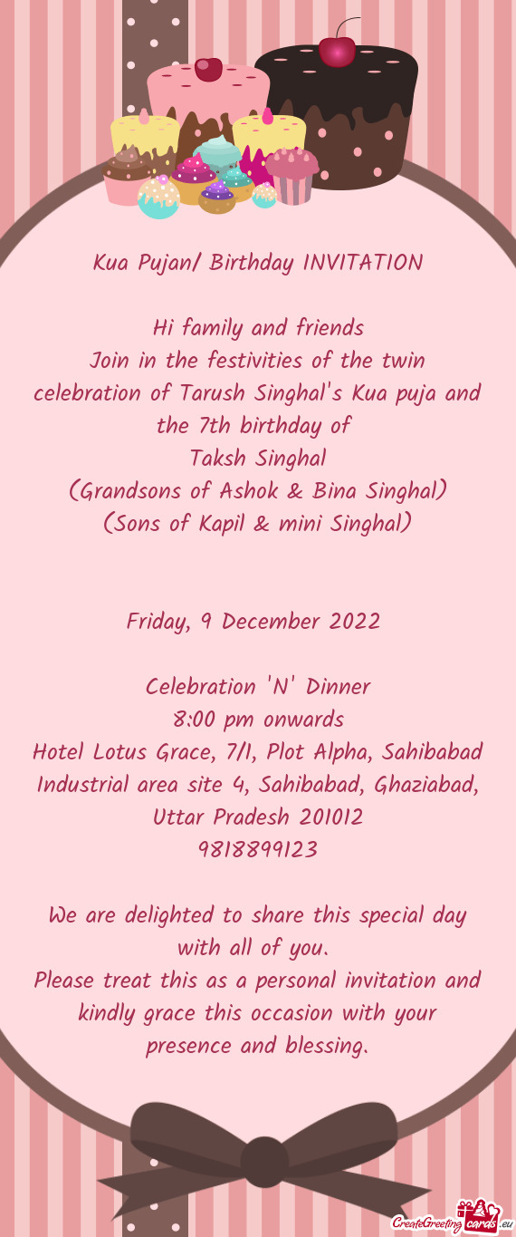 Join in the festivities of the twin celebration of Tarush Singhal