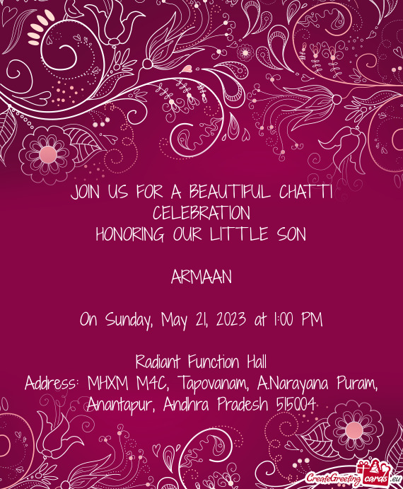 JOIN US FOR A BEAUTIFUL CHATTI CELEBRATION