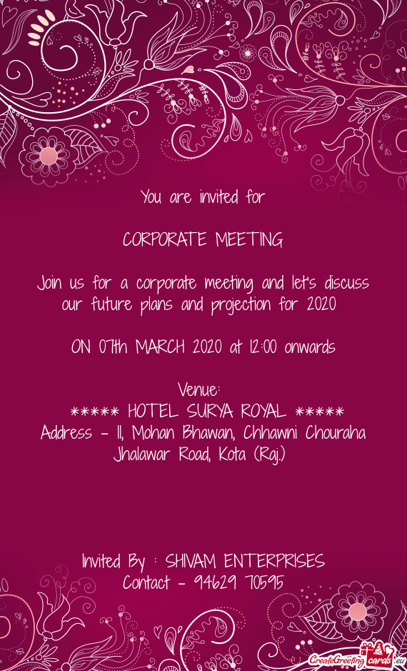 Join us for a corporate meeting and let