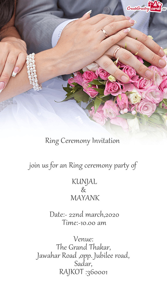 Join us for an Ring ceremony party of