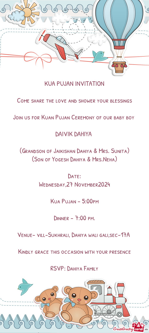 Join us for Kuan Pujan Ceremony of our baby boy