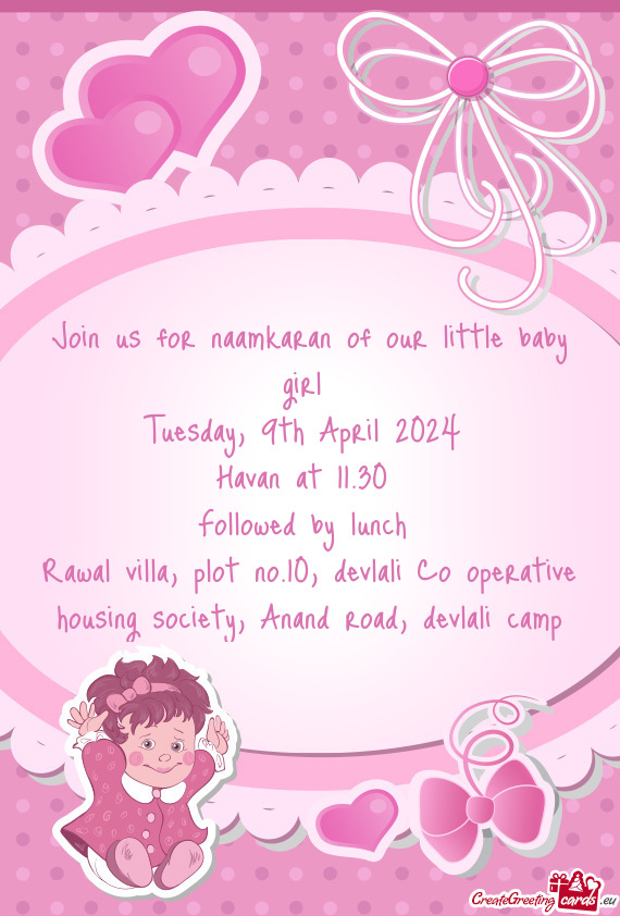 Join us for naamkaran of our little baby girl