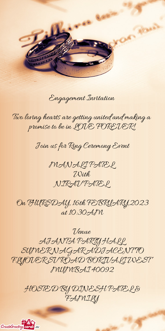 Join us for Ring Ceremony Event