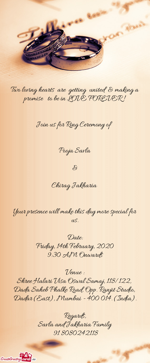 Join us for Ring Ceremony of