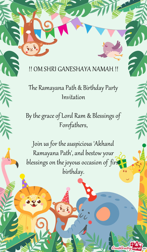 Join us for the auspicious "Akhand Ramayana Path", and bestow your blessings on the joyous occasion