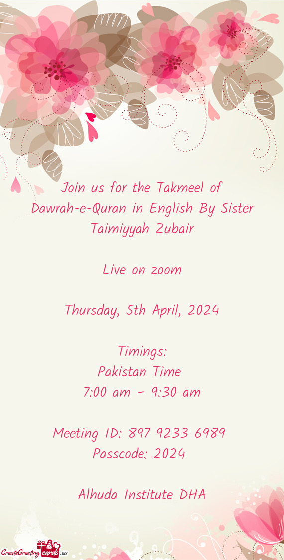 Join us for the Takmeel of