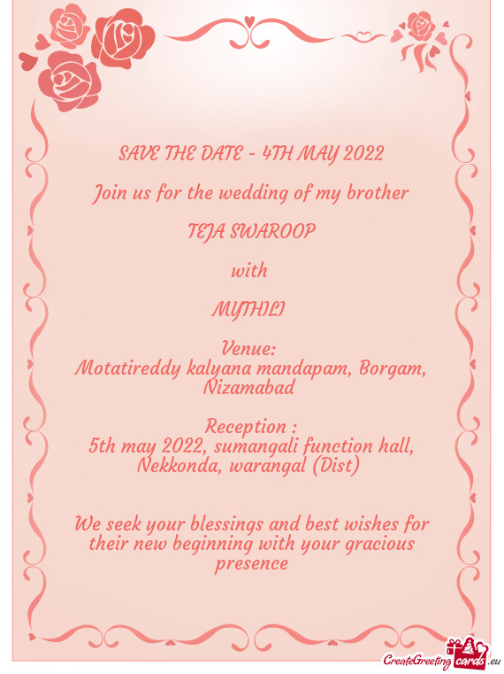 Join us for the wedding of my brother