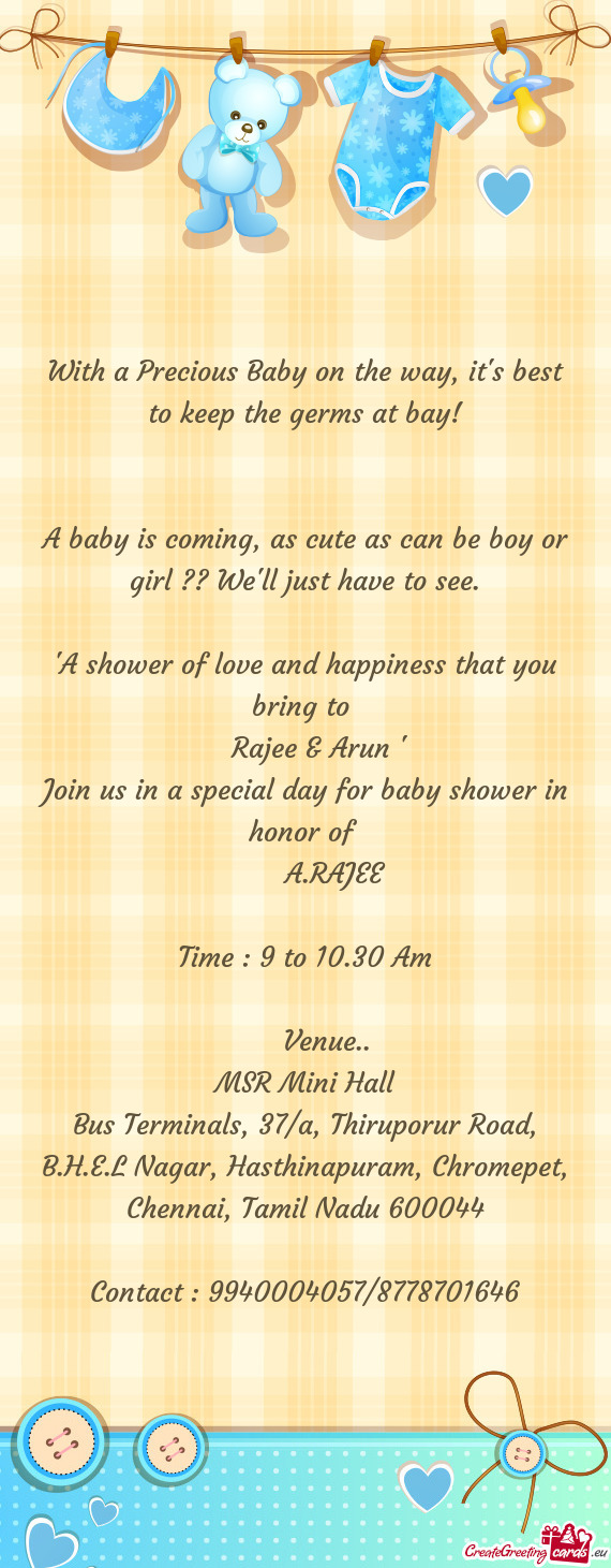 Join us in a special day for baby shower in honor of