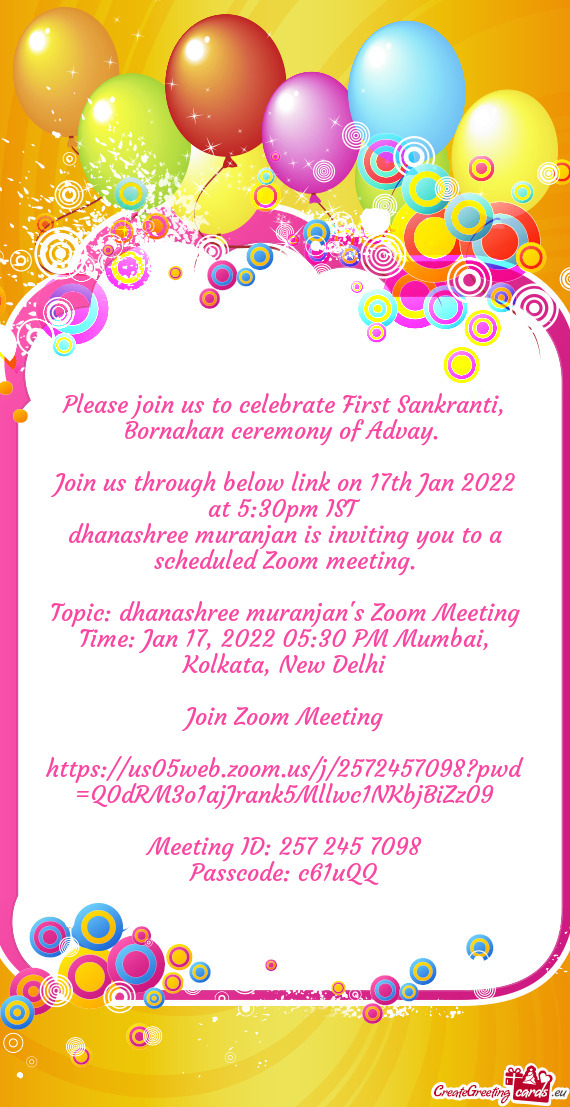 Join us through below link on 17th Jan 2022 at 5:30pm IST