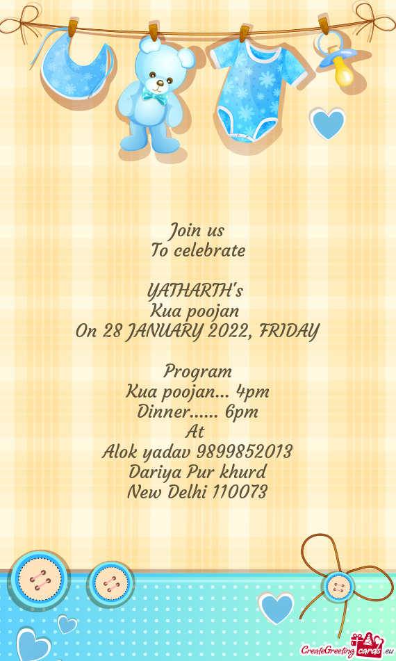 Join us
 To celebrate
 
 YATHARTH