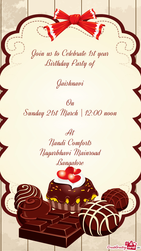 Join us to Celebrate 1st year Birthday Party of