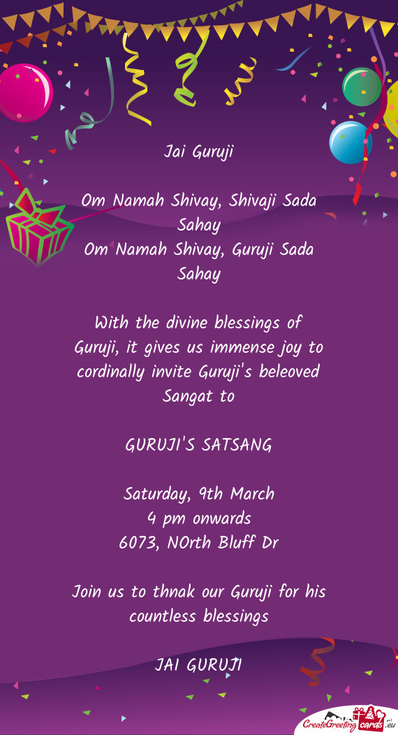 Join us to thnak our Guruji for his countless blessings