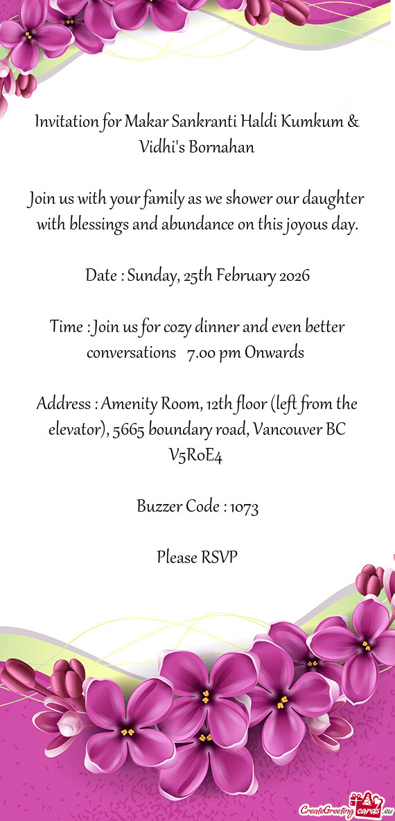 Join us with your family as we shower our daughter with blessings and abundance on this joyous day