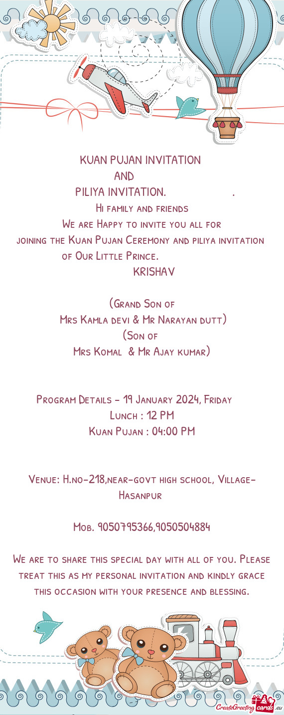 Joining the Kuan Pujan Ceremony and piliya invitation