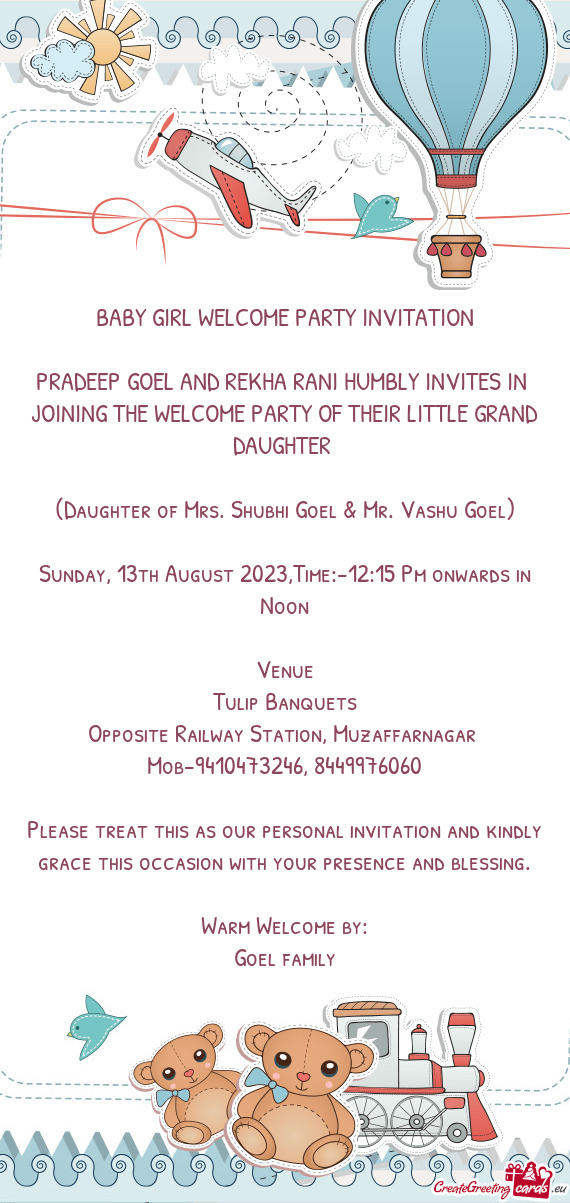 JOINING THE WELCOME PARTY OF THEIR LITTLE GRAND DAUGHTER