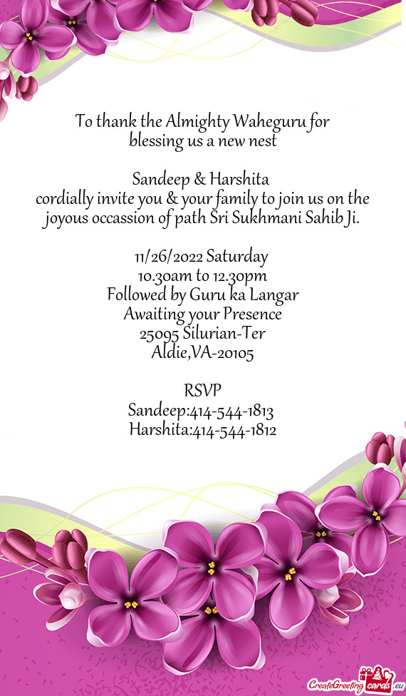 Joyous occassion of path Sri Sukhmani Sahib Ji