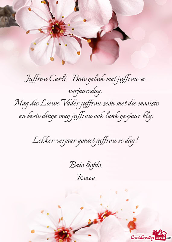 Juffrou Carli - Baie geluk met juffrou se verjaarsdag