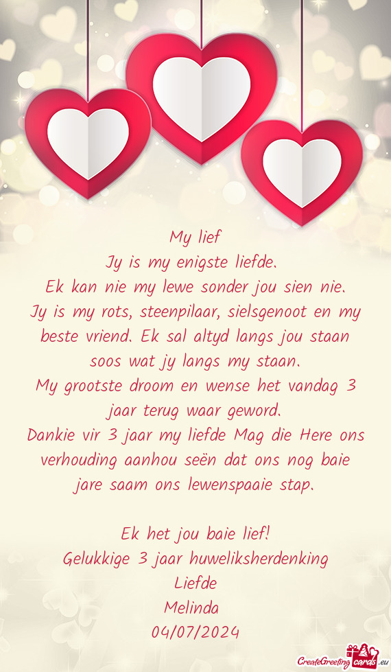 Jy is my enigste liefde