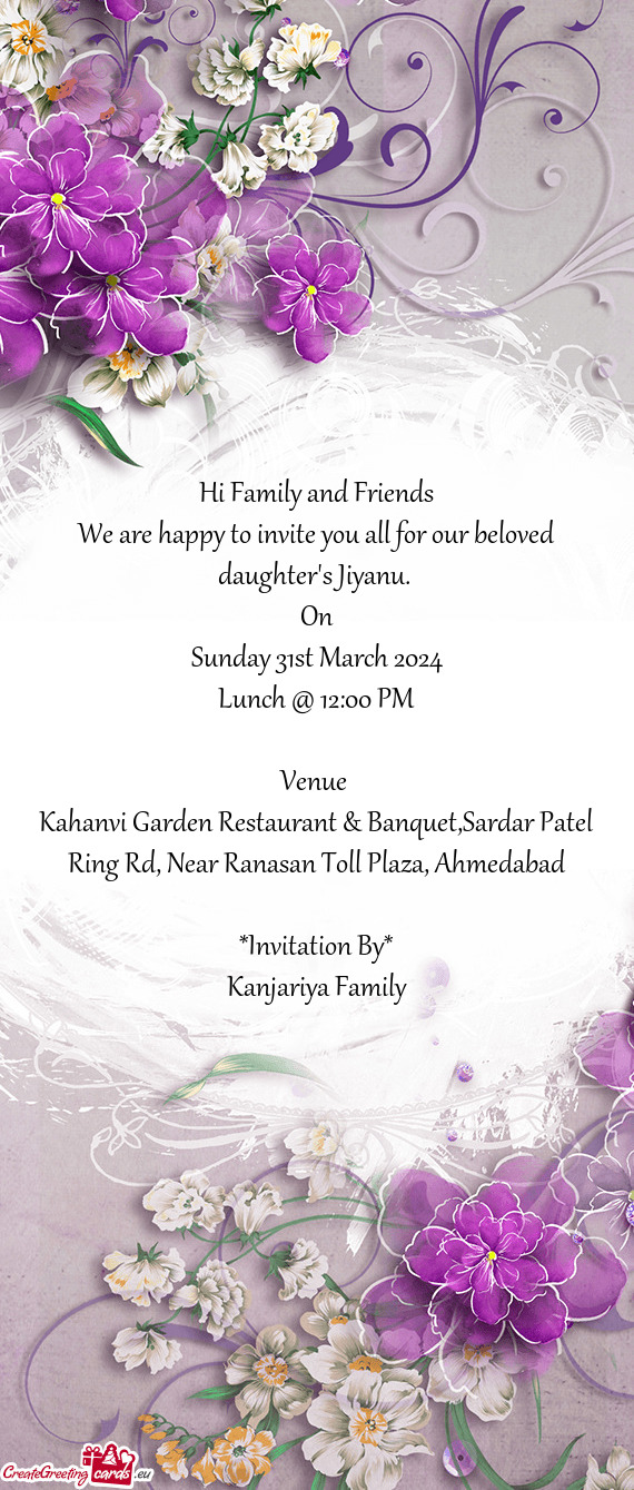 Kahanvi Garden Restaurant & Banquet,Sardar Patel Ring Rd, Near Ranasan Toll Plaza, Ahmedabad