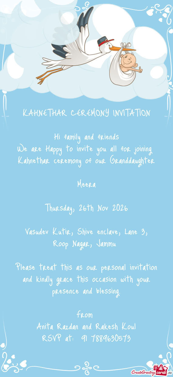 Kahnethar ceremony of our Granddaughter