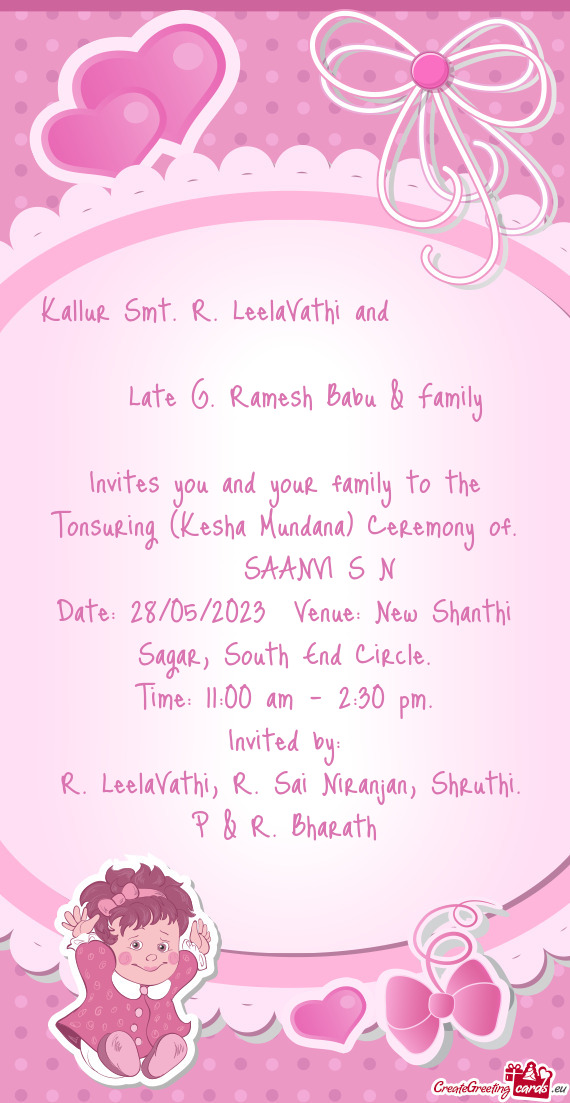 Kallur Smt. R. LeelaVathi and    Late G. Ramesh Babu & Family