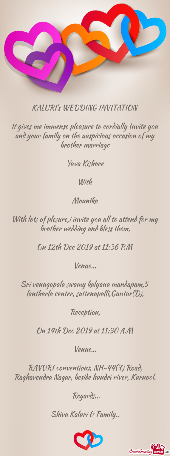KALURI's WEDDING INVITATION