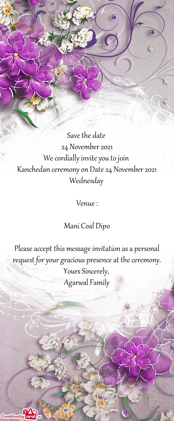 Kanchedan ceremony on Date 24 November 2021 Wednesday