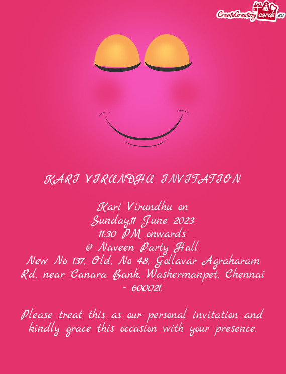 KARI VIRUNDHU INVITATION