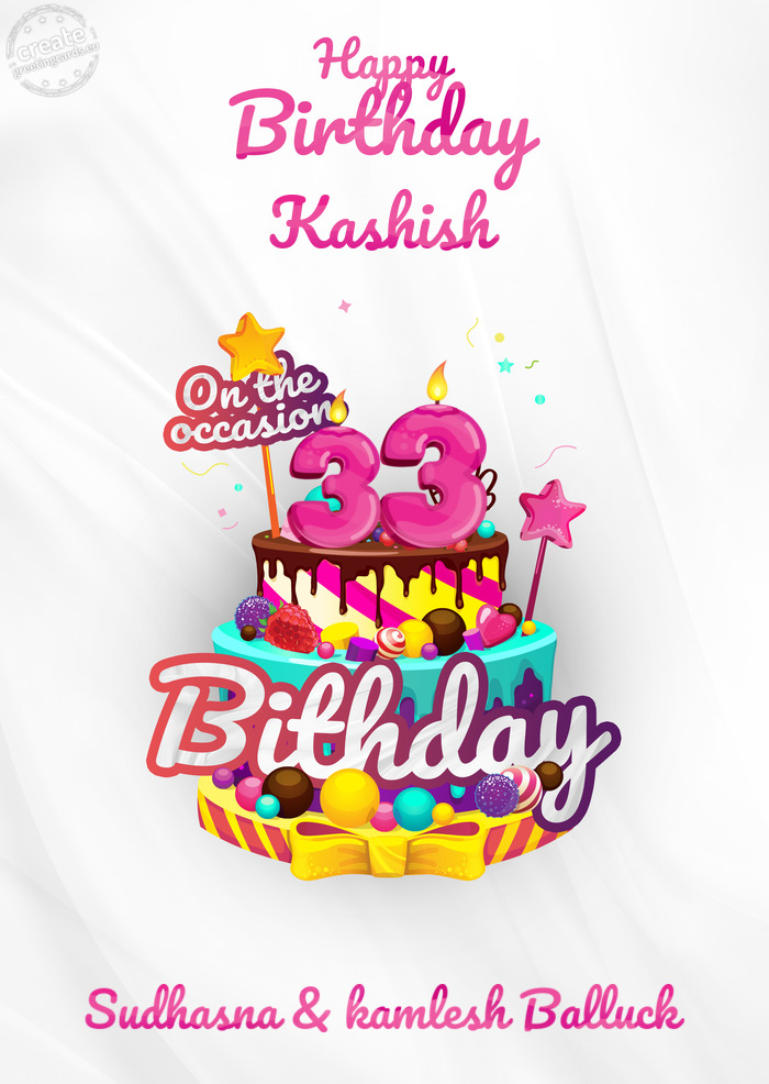 Kashish, Happy birthday to 33 Sudhasna & kamlesh Balluck