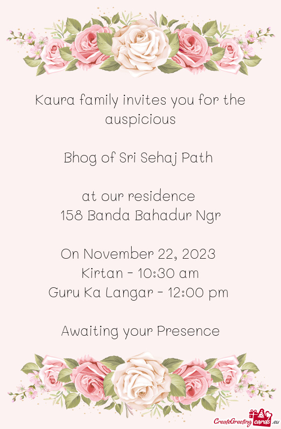 Kaura family invites you for the auspicious