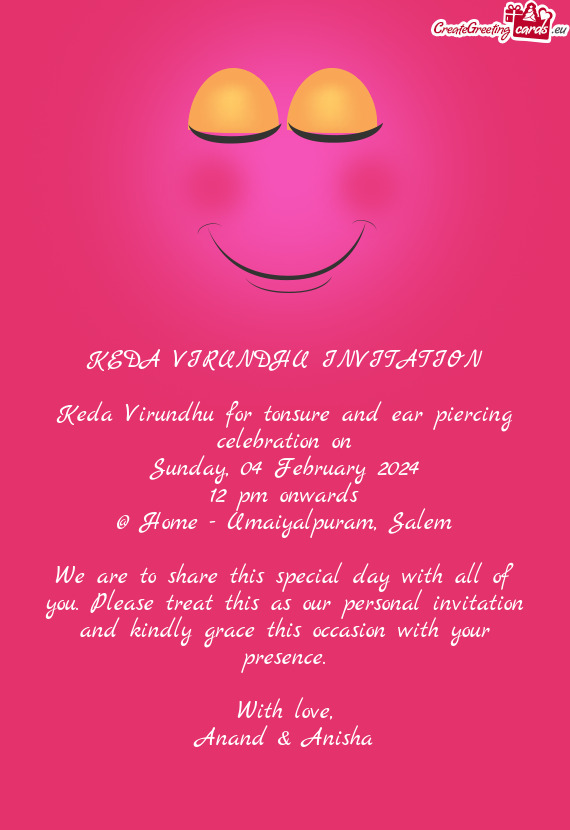 Keda Virundhu for tonsure and ear piercing celebration on