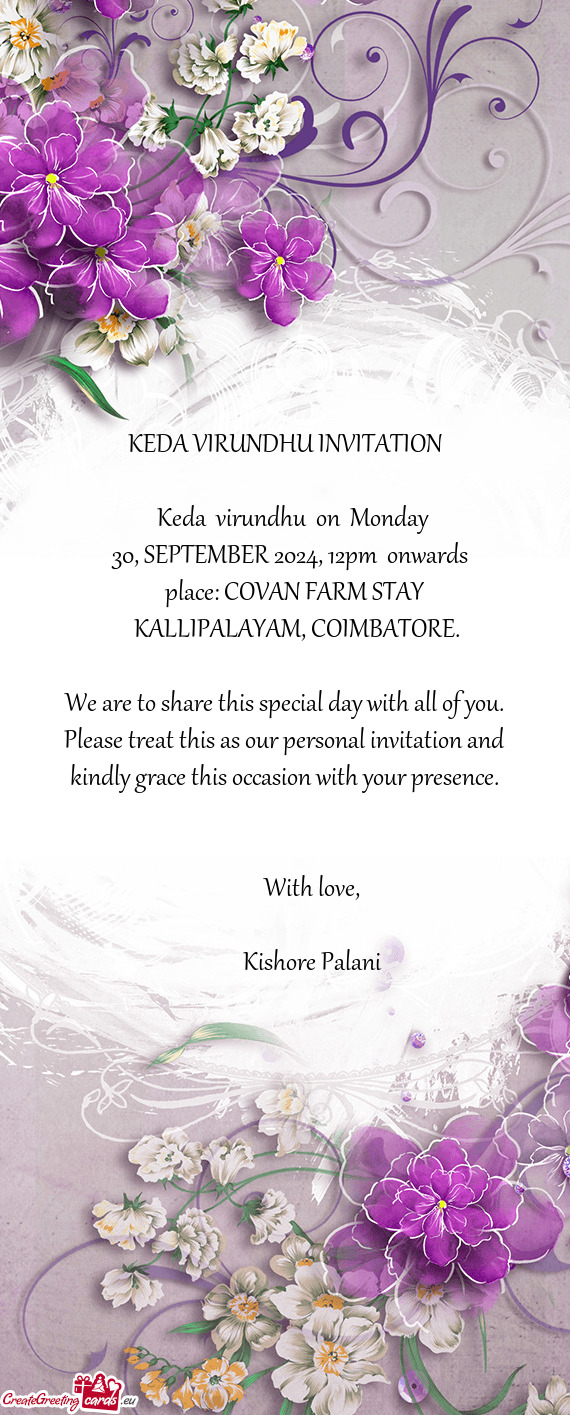 Keda virundhu on Monday